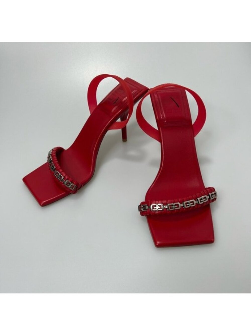 Givenchy G Woven Sandals in braided leather with chain red women’s EU 39/US 9